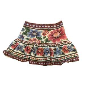 FARM Rio Floral Mini Skirt in Cream with Red and Blue Flowers Size Small